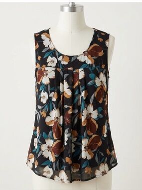 Timeson Floral Sleeveless Chiffon Tunic Tank Top - Size 0036